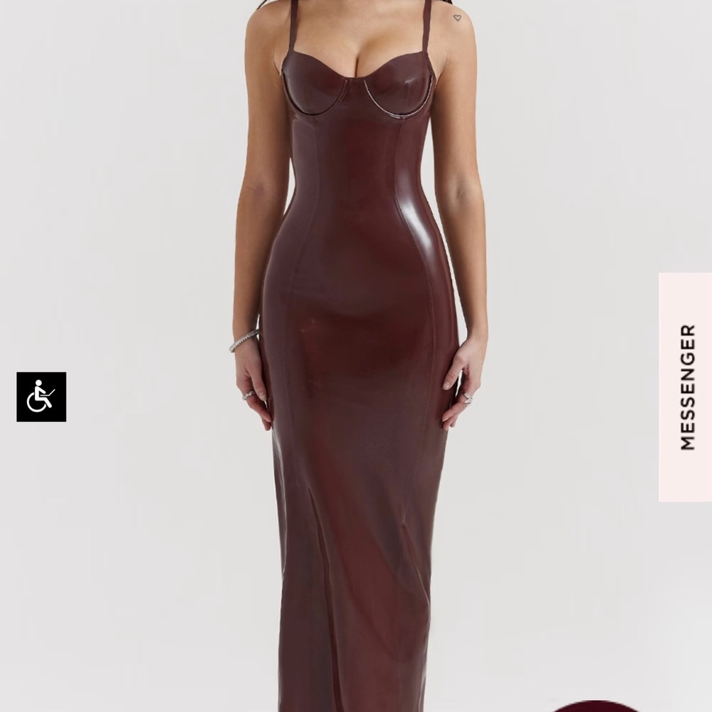 Elegant Brown Maxi Dress - Picture 2 of 9